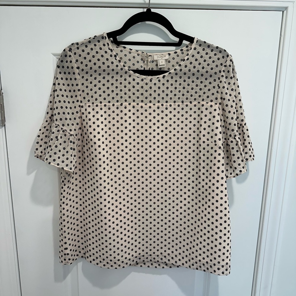 J. Crew Women’s Polka Dot Blouse (Black and Cream)